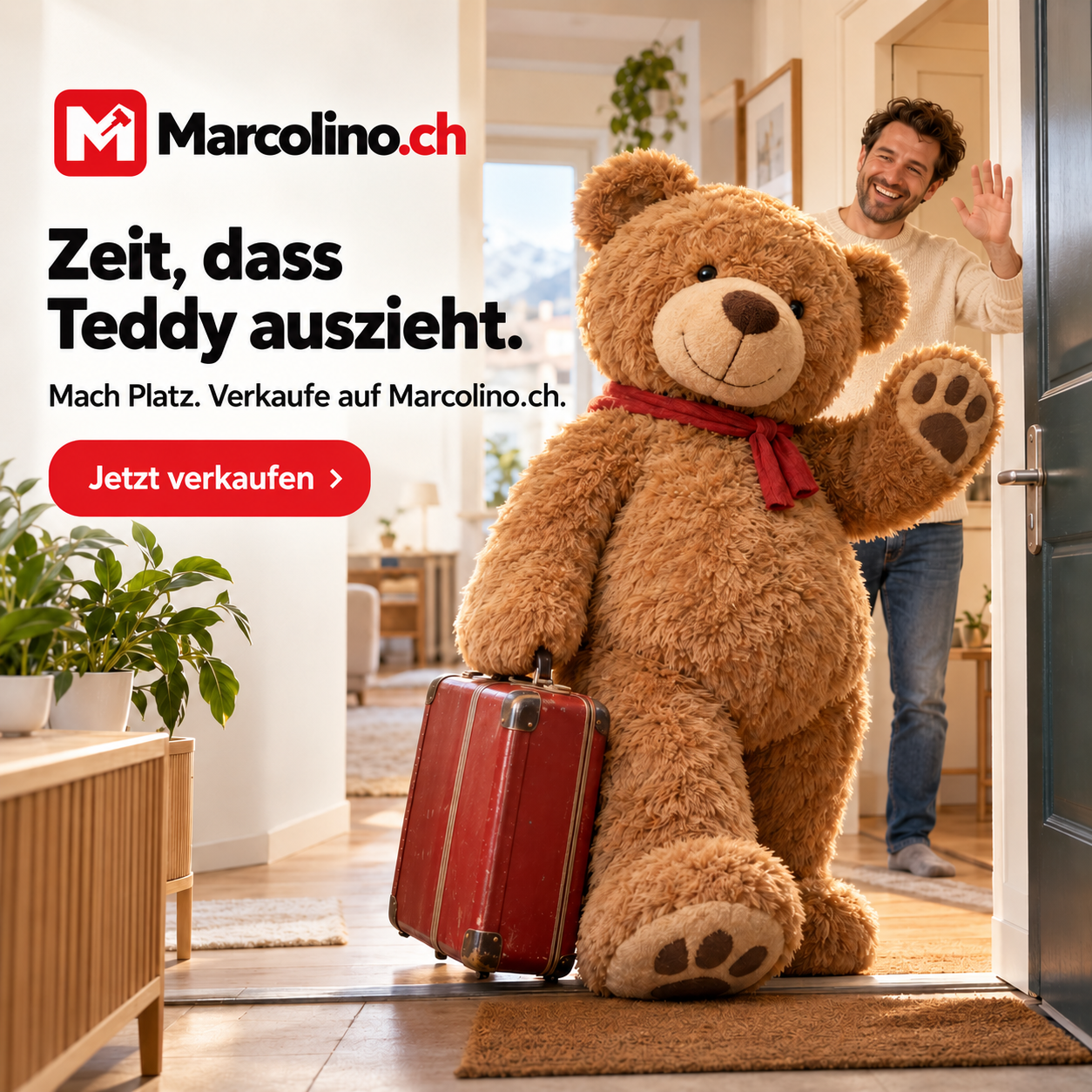 Marcolino Werbemittel: Zeit, dass Teddy auszieht