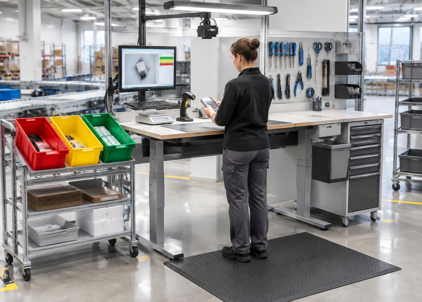Konzept eines ergonomischen Prüf- und Fotoarbeitsplatzes
